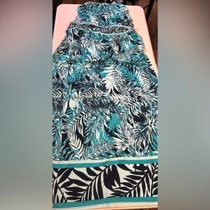 Dress Barn Tropical Leaf Print Maxi Dress